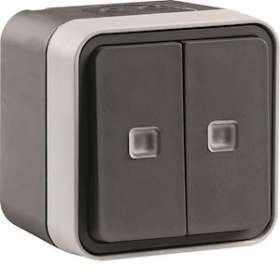 cubyko double va-et-vient lumineux saillie gris|Hager-HAGWNC041