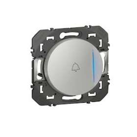 Poussoir avec voyant lumineux marquage sonnette dooxie 6A 250V~ finition alu|Legrand-LEG600118