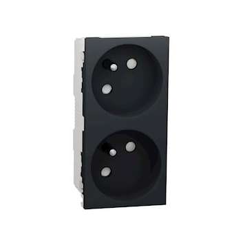 Unica - prise double 2P+T - FR - 45DEG - connexion rapide - Anthracite - méca se|Schneider Electric-SCHNU306954