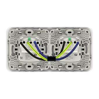 Ovalis - Double prise de courant - 2P+T - 16A- précablées avec plaque Blanc|Schneider Electric-SCHS260069