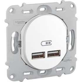 Ovalis - double chargeur usb 2.1 A - sans plaque de fintion Blanc|Schneider Electric-SCHS261407