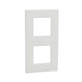 Unica Pure - plaque de finition - Givre blanc liseré Blanc - 2 postes verticaux|Schneider Electric-SCHNU6004V85