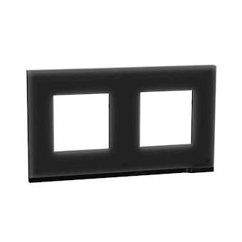 Unica Pure - plaque de finition - Givre noir liseré Anthracite - 2 postes|Schneider Electric-SCHNU600486