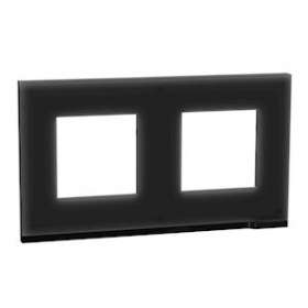 Unica Pure - plaque de finition - Givre noir liseré Anthracite - 2 postes|Schneider Electric-SCHNU600486