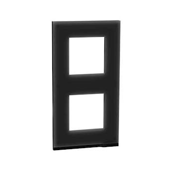 Unica Pure - plaque de finition - Givre noir liseré Anthraci - 2postes verticaux|Schneider Electric-SCHNU6004V86