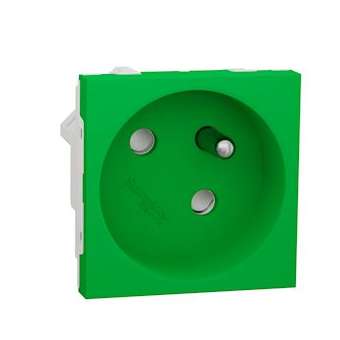 Unica - prise 2P+T - FR - 45DEG - raccord rapide traversant - Vert - méca seul|Schneider Electric-SCHNU304906