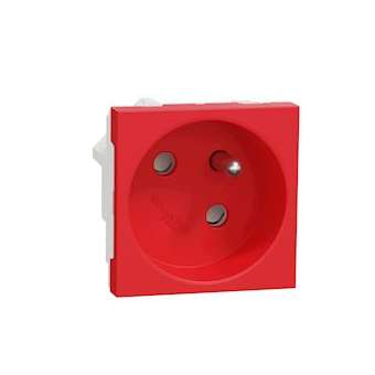 Unica - prise 2P+T - FR - 45DEG - raccord rapide traversant - Rouge - méca seul|Schneider Electric-SCHNU304903