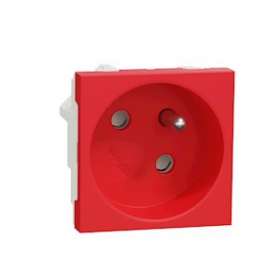 Unica - prise 2P+T - FR - 45DEG - raccord rapide traversant - Rouge - méca seul|Schneider Electric-SCHNU304903