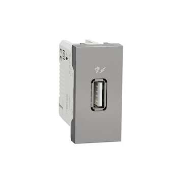 Unica - chargeur USB - sortie: 5Vcc - 1A - 1 module - Alu - mécanisme seul|Schneider Electric-SCHNU342830