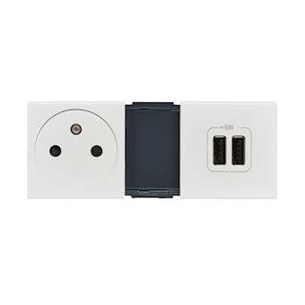 Prise Surface + chargeur 2 USB Type-A Mosaic précâblée 5 modules - blanc|Legrand-LEG099605