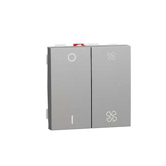 Unica - commande VMC - ON/OFF + 2 vitesses - 10A - 2 mod - Alu - mécanisme seul|Schneider Electric-SCHNU321430