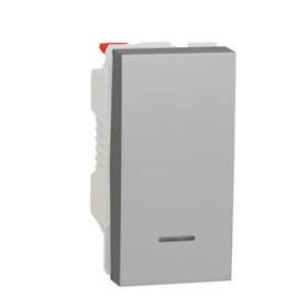 Unica - poussoir lumineux (localisation) - 10A - 1 mod - Alu - méca seul|Schneider Electric-SCHNU310630N