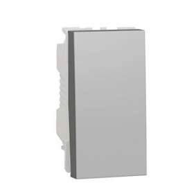 Unica - bouton-poussoir NO/NF - 10A - connex rapide - 1 mod - Alu - méca seul|Schneider Electric-SCHNU313630