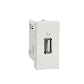 Unica - chargeur USB - 5Vcc - 1A - 1 module - Blanc - mécanisme seul|Schneider Electric-SCHNU342818
