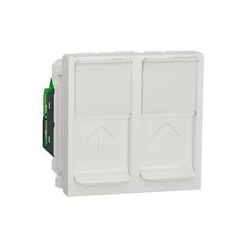 Unica - prise RJ45 double - cat 5 UTP - 2 mod - Blanc - méca seul|Schneider Electric-SCHNU342018