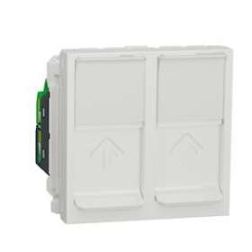 Unica - prise RJ45 double - cat 5 UTP - 2 mod - Blanc - méca seul|Schneider Electric-SCHNU342018
