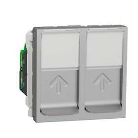 Unica - prise RJ45 double - cat 6 STP - 2 mod - Alu - méca seul|Schneider Electric-SCHNU342630