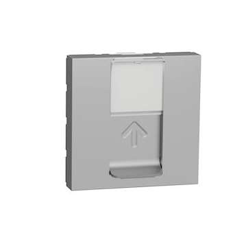 Unica - prise RJ45 simple - cat 6 STP - 2 mod - Alu - méca seul|Schneider Electric-SCHNU341730