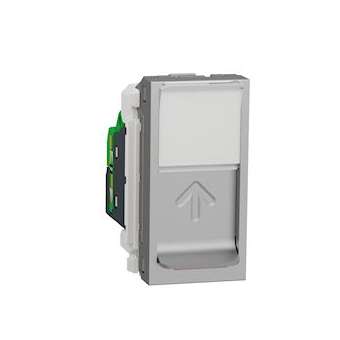 Unica - prise RJ45 simple - cat 6 FTP - 1 mod - Alu - méca seul|Schneider Electric-SCHNU344730