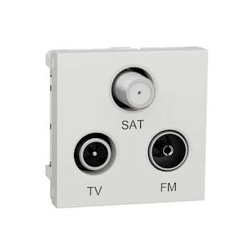 Unica - prise TV + FM + SAT - 2 mod - Blanc antimicrobien - méca seul|Schneider Electric-SCHNU345020