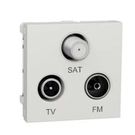 Unica - prise TV + FM + SAT - 2 mod - Blanc antimicrobien - méca seul|Schneider Electric-SCHNU345020