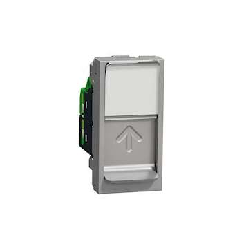 Unica - prise RJ45 simple - cat 6 STP - 1 mod - Alu - méca seul|Schneider Electric-SCHNU341630