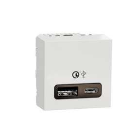 Unica - prise chargeur USB double - rapide 18W - 3,4A type A+C - 2 mod - blanc|Schneider Electric-SCHNU301918