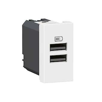 Chargeur 2 USB Type-A Mosaic - 1 module blanc pour poste de travail|Legrand-LEG077660L