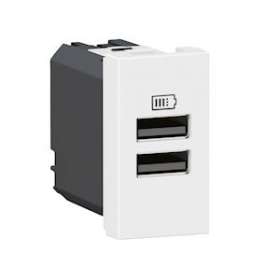 Chargeur 2 USB Type-A Mosaic - 1 module blanc pour poste de travail|Legrand-LEG077660L