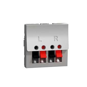 Unica - prise haut-parleur 2 sorties rouge + noir - 2 mod - Alu - méca seul|Schneider Electric-SCHNU348630
