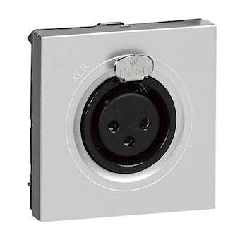 Prise XLR 3 pôles femelle Mosaic 2 mod - liaison stéréo tout périphérique - alu|Legrand-LEG079255