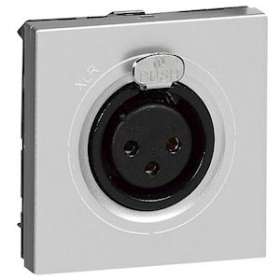 Prise XLR 3 pôles femelle Mosaic 2 mod - liaison stéréo tout périphérique - alu|Legrand-LEG079255