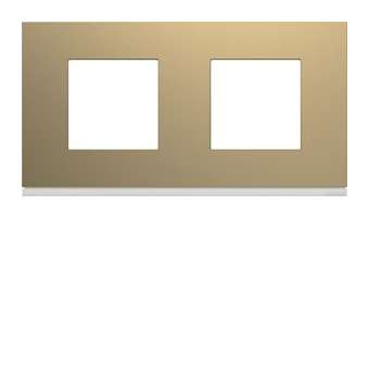 Plaque gallery plastique peint 2 postes horizontale 71mm champagne|Hager-HAGWXP0412