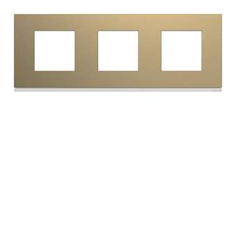 Plaque gallery plastique peint 3 postes horizontale 71mm champagne|Hager-HAGWXP0413