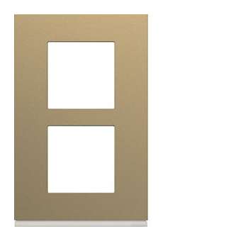 Plaque gallery plastique peint 2 postes verticale 57mm champagne|Hager-HAGWXP0422