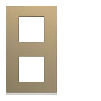 Plaque gallery plastique peint 2 postes verticale 71mm champagne|Hager-HAGWXP0442