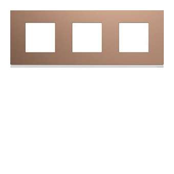 Plaque gallery plastique peint 3 postes horizontale 71mm rosé|Hager-HAGWXP0513