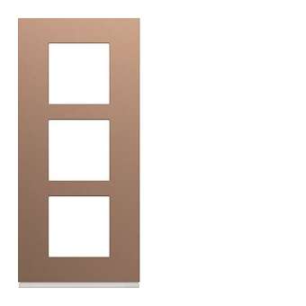 Plaque gallery plastique peint 3 postes verticale 57mm rosé|Hager-HAGWXP0523