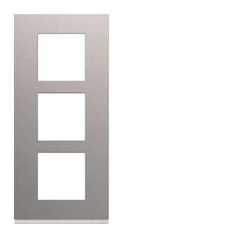 Plaque gallery plastique peint 3 postes verticale 57mm titane|Hager-HAGWXP0123