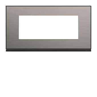 Plaque gallery 5 modules entraxe 71mm placage steel|Hager-HAGWXP2105