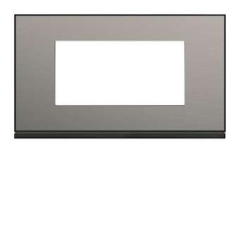 Plaque gallery 4 modules entraxe 57mm placage steel|Hager-HAGWXP2134