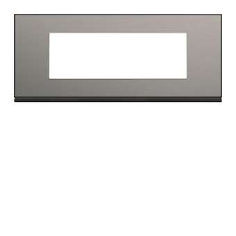 Plaque gallery 6 modules entraxe 71mm placage steel|Hager-HAGWXP2106