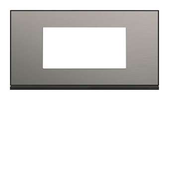 Plaque gallery 4 modules entraxe 71mm placage steel|Hager-HAGWXP2104