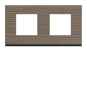 Plaque gallery 2 postes horizontale 71mm matiere grey wood|Hager-HAGWXP4812