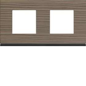 Plaque gallery 2 postes horizontale 71mm matiere grey wood|Hager-HAGWXP4812