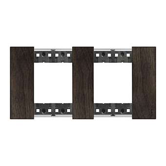 Plaque de finition Living Now Collection Les Noirs 2x2 modules finition Noyer|Bticino-TICBTKA4802M2LG
