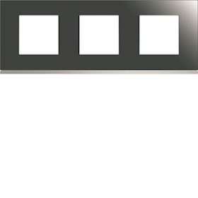 Plaque gallery 3 postes horizontale 71mm matiere mirror glass|Hager-HAGWXP5013