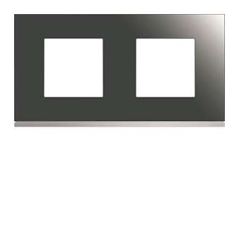 Plaque gallery 2 postes horizontale 71mm matiere mirror glass|Hager-HAGWXP5012