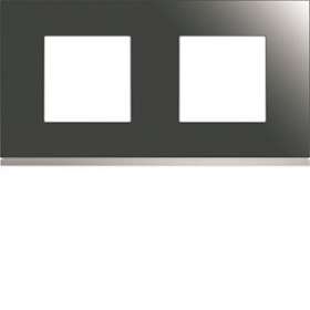 Plaque gallery 2 postes horizontale 71mm matiere mirror glass|Hager-HAGWXP5012