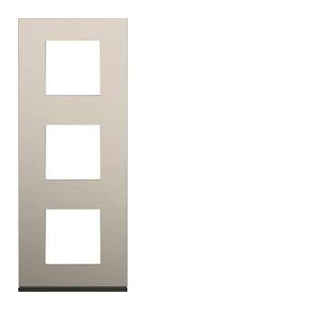 Plaque gallery 3 postes verticale 71mm matiere antique alu|Hager-HAGWXP4543